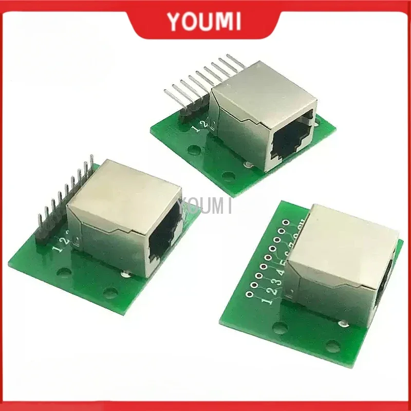 2Pce RJ45 Ethernet Port 8P Vertical Horizontal Test Board Bent Pin Straight Pin Network Port Adapter Circuit Board Connector