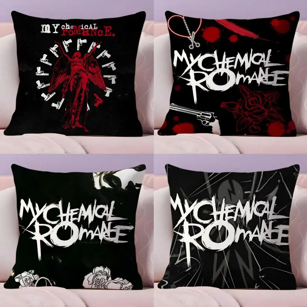 Hot Rock My Chemical Romance Band Cushion Cover Plush Fabric Soft Double-Sided Printed Sofa  Pillow Case Colorfast Home Decor