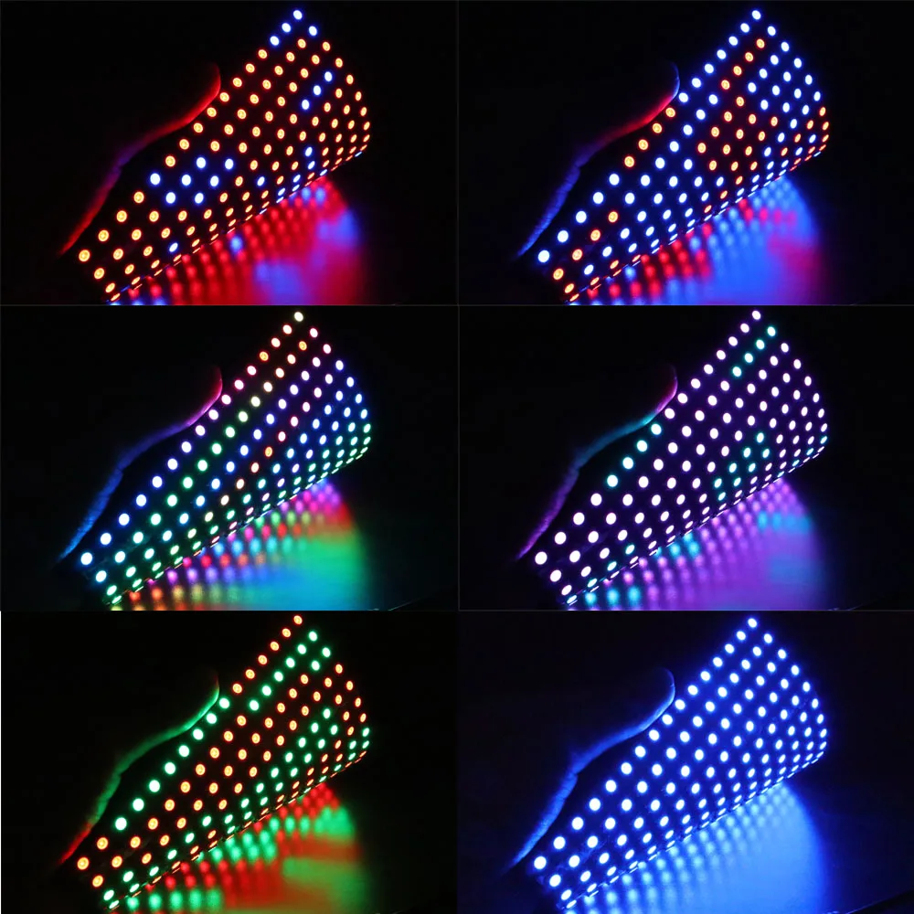 WS2812B Digital Flexible LED Pixels Panel Strip 8X8 16X16 8X32 WS2812 Individually Addressable LED Module Matrix Screen DC5V