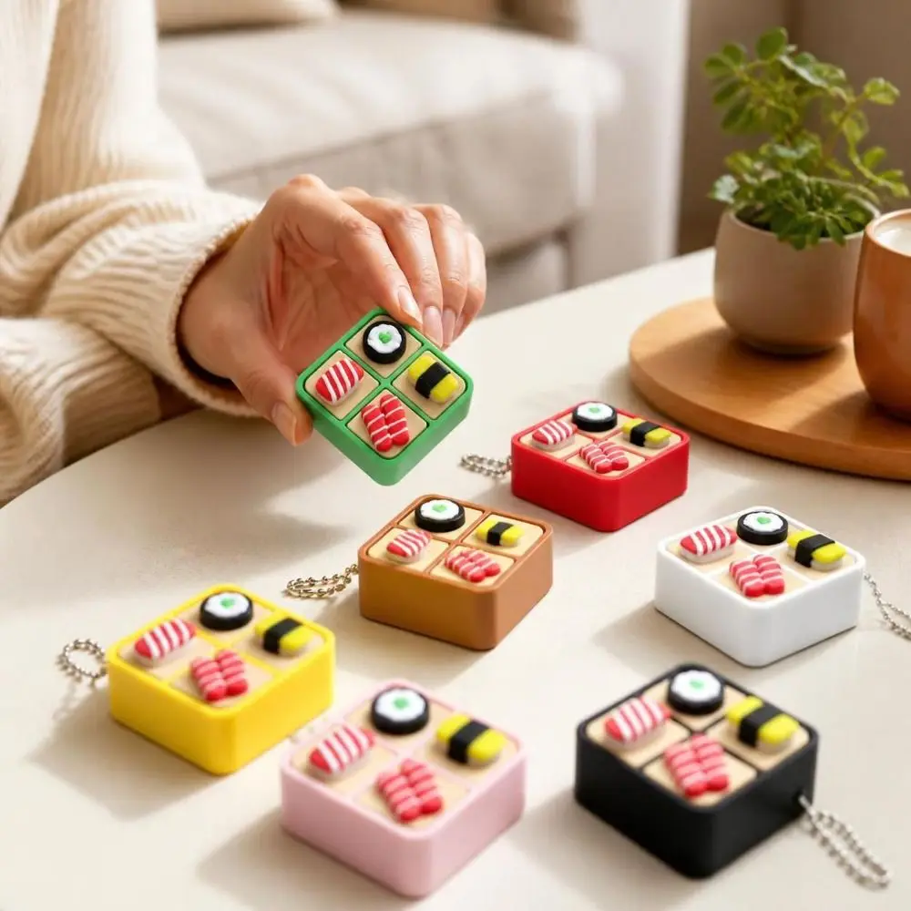 3D Printed Sushi Box Fidget Clicker Keychain Japanese Food Style Crisp Click Fake Sushi Fidget Charm Cartoon Plastic