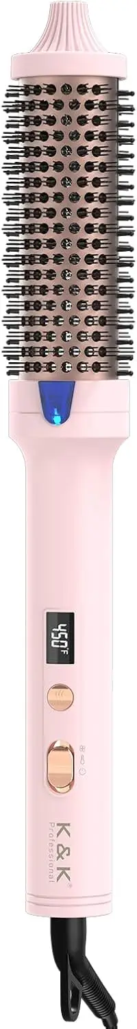 

Круглая щетка с подогревом 1,7 дюйма и технологией отрицательных ионов, несколько режимов нагрева для укладки феном и ухода за волосами, розовая