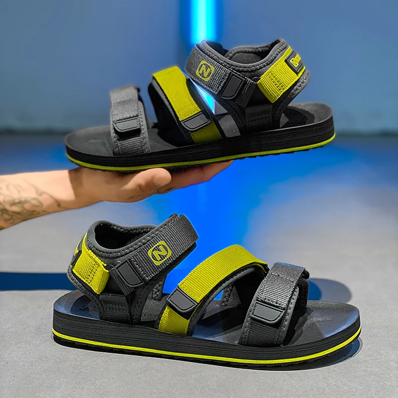 

Мужские сандалии-гладиаторы, регулируемые открытые туфли в римском стиле, летние повседневные плоские сандалии, дышащие, на липучках, большие размеры 50, 51, 52