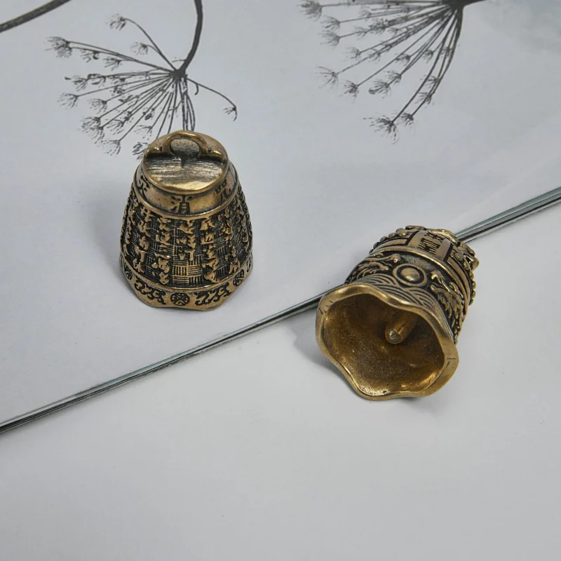 Brass Vintage Ancient Emperor Bell Keychain Pendant Handmade Ancient Style Heart Sutra Bell Ornaments