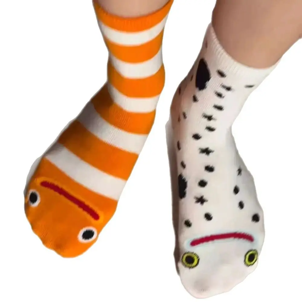 High Quality Cotton Cartoon Eel Socks Harajuku Street Sweat-absorbent Stripes Socks Casual Breathable Mid Tube Socks
