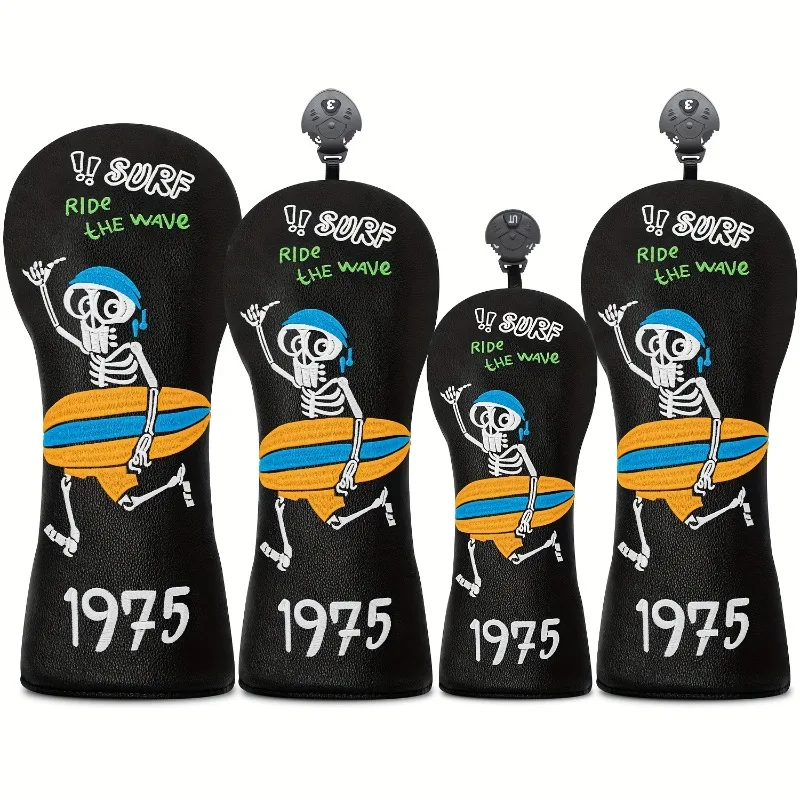 Surfing Skull Golf Club Cover, Fashionable Golf Head Cover, Golf Fairway Wood Head Cover - Driver/Fairway/Hybrid