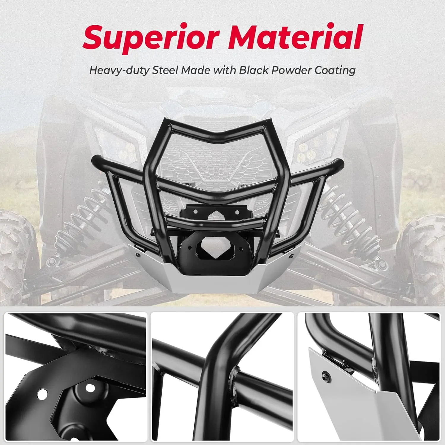 

Front Winch Bumper Compatible with Can-Am Maverick X3 and Max Turbo R RR 2017-2025 Heavy Duty Bumper OEM Replace #715002878