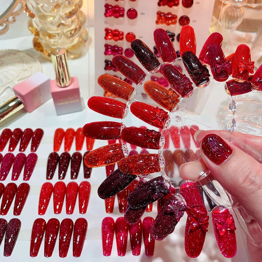 Vendeeni 15 Farben/Set Roter Glitzer-Broken-Diamond-Gel-Nagellack Semi-Permanenter UV-LED-Soak-Off-Gel-Lack mit Display – Detail 8