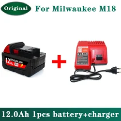 Original For Milwaukee M18 Power Tool Battery, Charger, BR, XC, 18V, 12000mAh M18B5, 48-11-1860, Built-in 21700 Battery