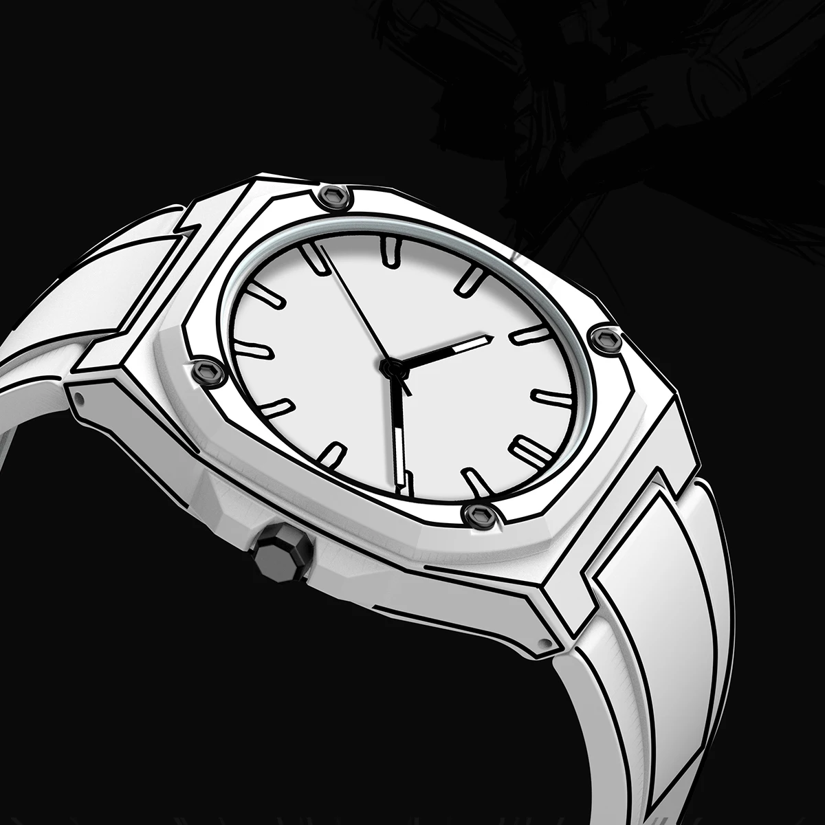 1165-10 Men's Fashion Quartz Watch Sketching Creative Sports and Leisure Watch Manga Design Lightweight Waterproof Watch