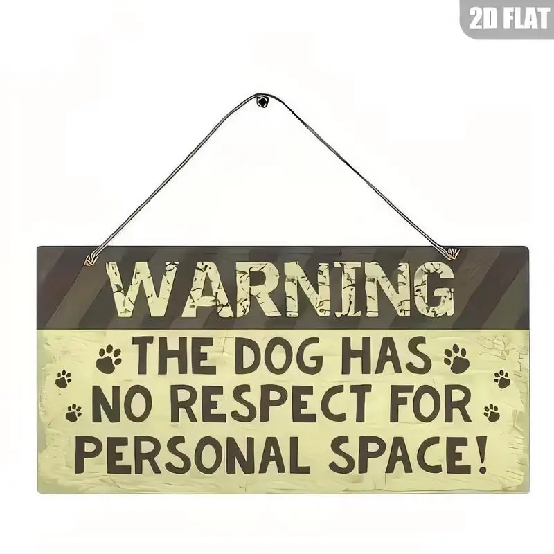 Warning: The Dog Has No Respect for Personal Space Vintage Metal Sign - Paw Print Design, Retro Iron Wall Art for Dog Lovers, Ho