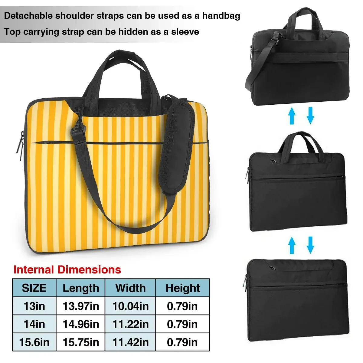 Striped Vertical 2 Yellow Crossbody Laptop Bag Case Computer Bag 13 14 15.6 Inch Notebook Pouch for Macbook Pro Lenovo 6