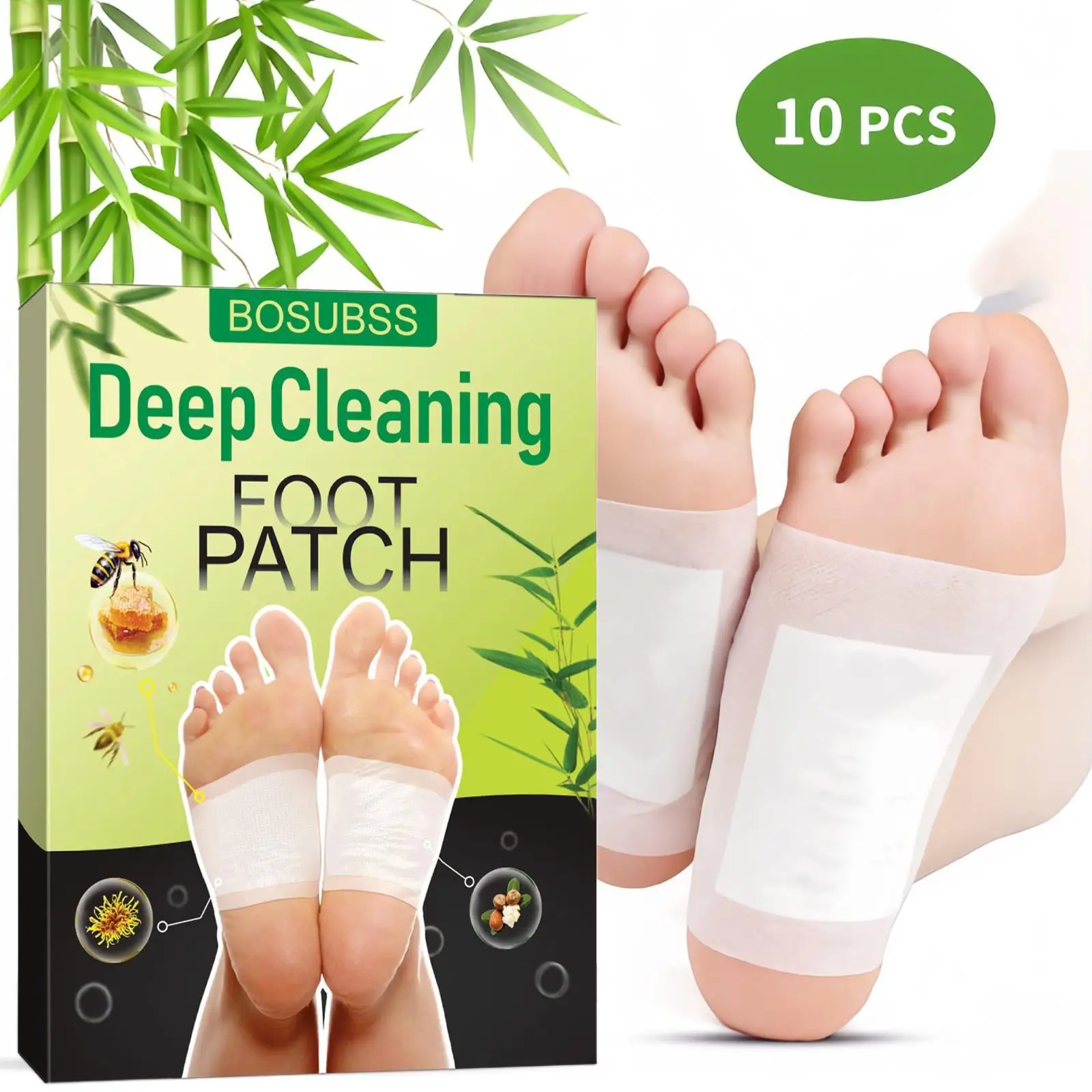 Natural Detoxification Foot Patch 10pcs/box, Foot Deep Sleep Herbal Detoxification Patch, Relieve Foot Care Stress Patch