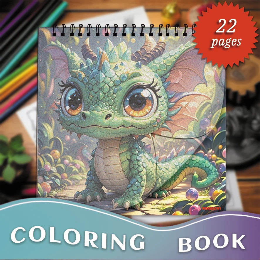 Cute Dragon Coloring Book - 8.27×8.27 Inches, 22 Pages. Perfect for Fantasy Lovers' Relaxation, Stress - Relieving