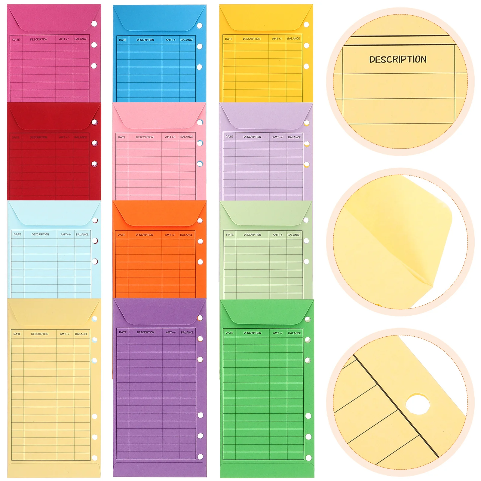 

12 Pcs Colorful Envelope Set Reusable Money Envelopes Decorative Cash Colored with Hole Budgeting Paper Stuffing Wallet