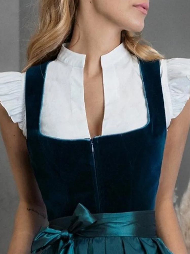 Women Crop Top Shirts 2025 New Bavarian Oktoberfest Blouse Traditional Dirndl White Shirt Festive Beer Festival Costume Top
