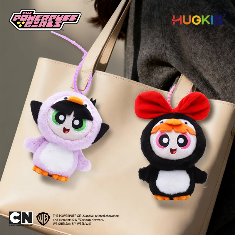 HUGKIS The Powerpuff Girls Cosplay Pingwin Miękki Pluszowy Brelok Uroczy Kreskówkowy Wypchany Wisiorek Ozdoba do Torby Śliczny Prezent Urodzinowy dla Dziewczynki