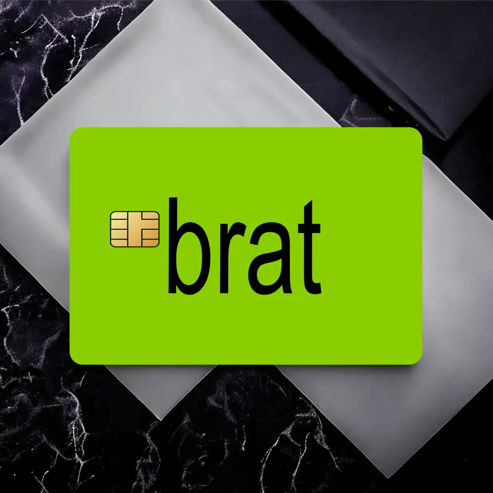 Singer c-charli X-XCX B-Brat, 4 Uds., pegatinas impermeables para tarjetas de crédito de débito, película de débito para pase de autobús bancario, cubierta de piel, decoración frontal