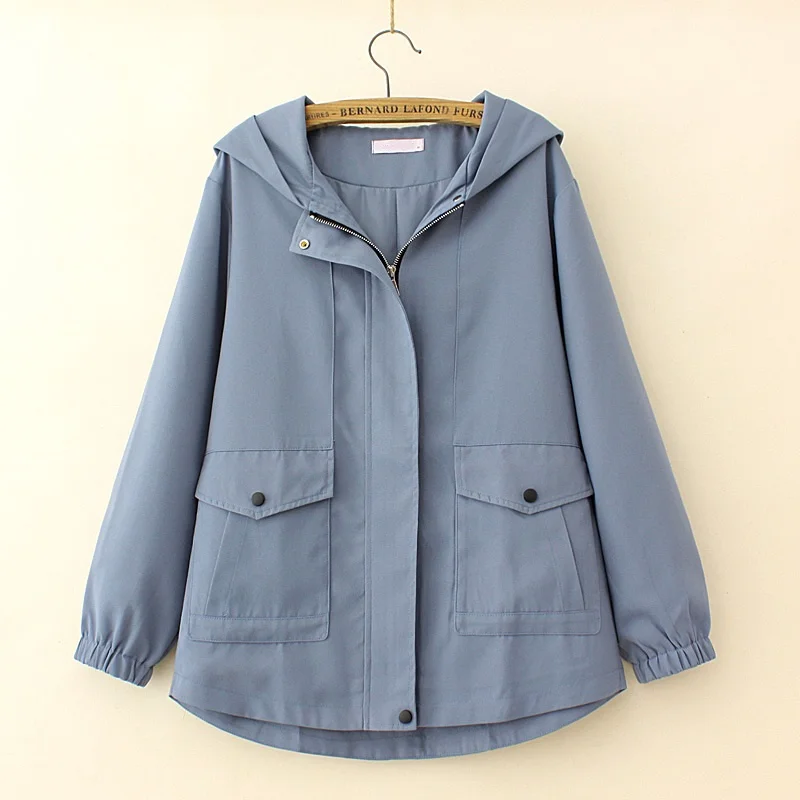 Gabardina con capucha para Mujer, nuevo abrigo de Otoño/Invierno, abrigo holgado de manga larga de Color sólido, cazadora para Mujer, abrigo de Gabardina para Mujer