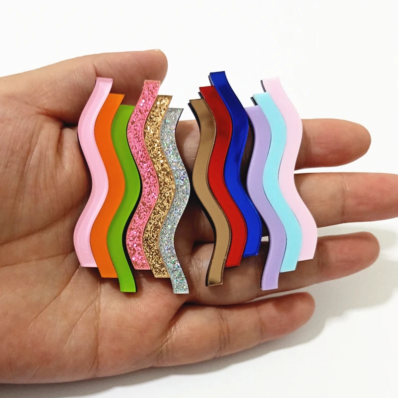 KUGUYS Multicolour Curved Stud Earrings For Women Girls Mirror Glitter Acrylic Splice Plate Trendy Jewelry Fashion Accessories