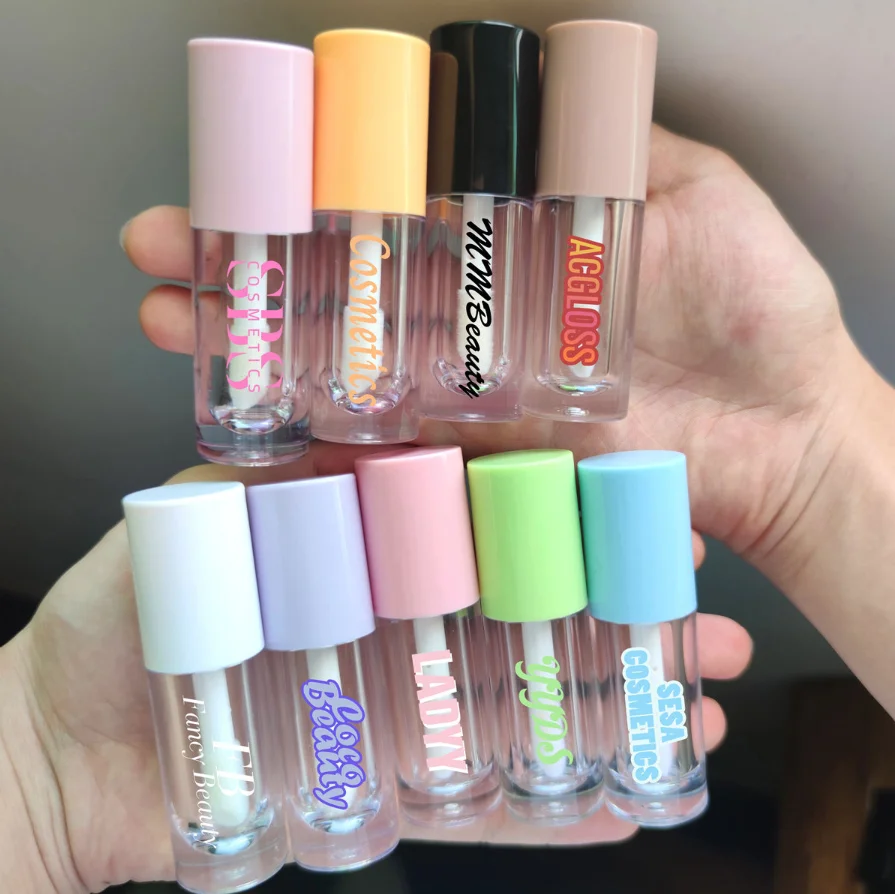 Wholesale Lip Gloss Tube Packaging 6ml With Wand Liquid Lipstick Containers Empty Custom Name Pink Lipgloss Bottle 50pcs