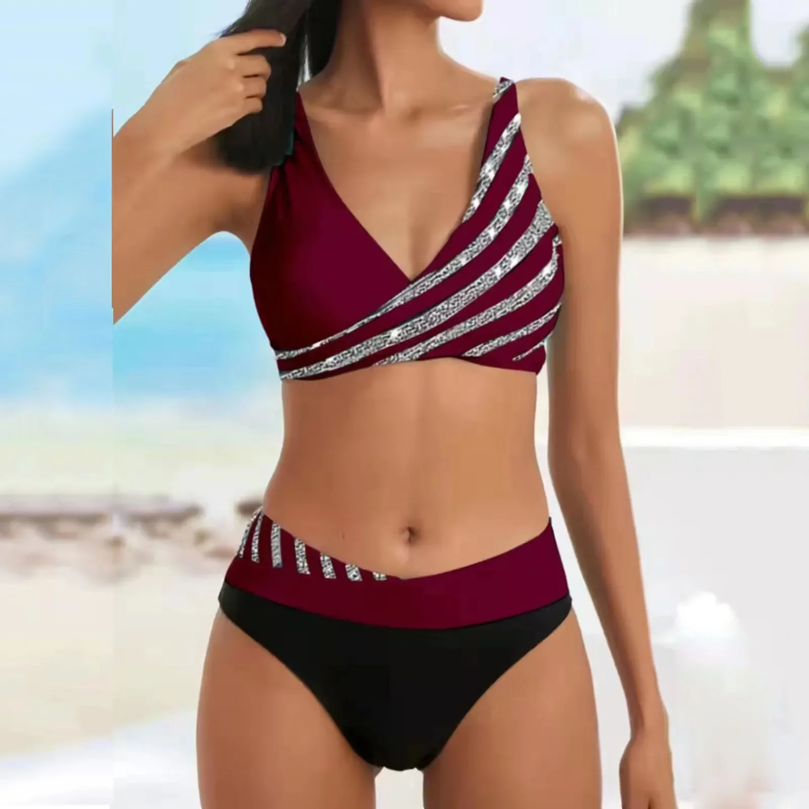 Swim Trunks for Women with Pockets Women's High Waisted Two Pieces Set Swimsuit Swimsuits for Women