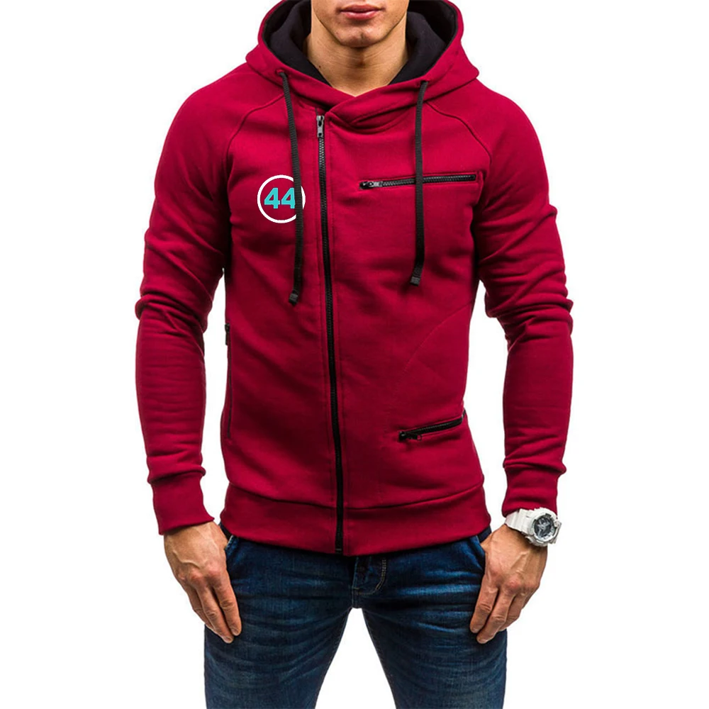 F1 Driver Lewis Hamilton Digital 44 Men's zipper hoodie Harajuku style hip-hop loose casual  fashion sports Pullover street wear