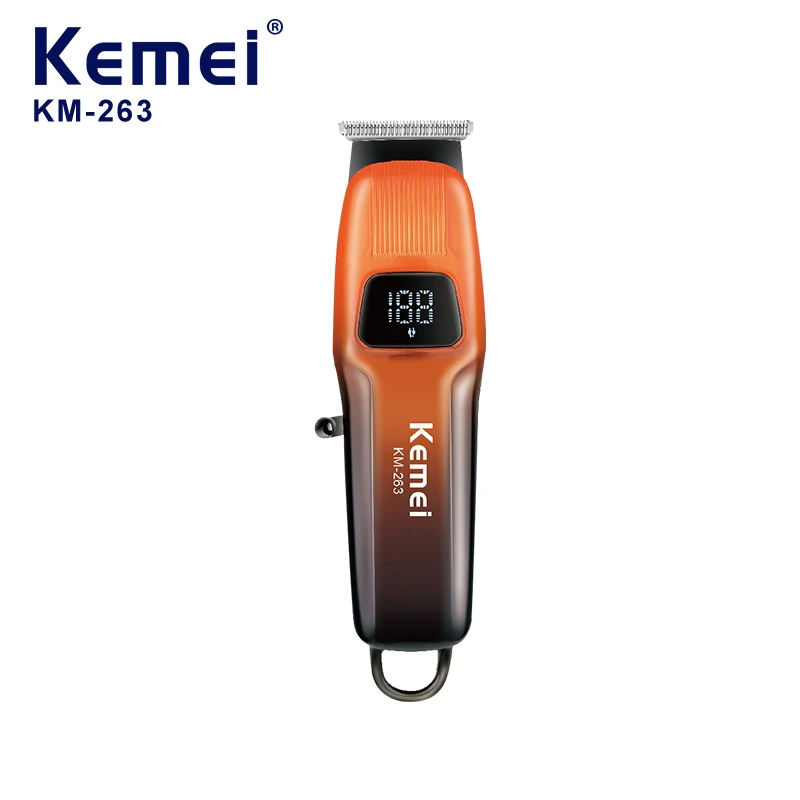 

Kemei KM-263 Профессиональная беспроводная машинка для стрижки волос Мини-портативный триммер со светодиодным дисплеем, салонный класс для прецизионной укладки
