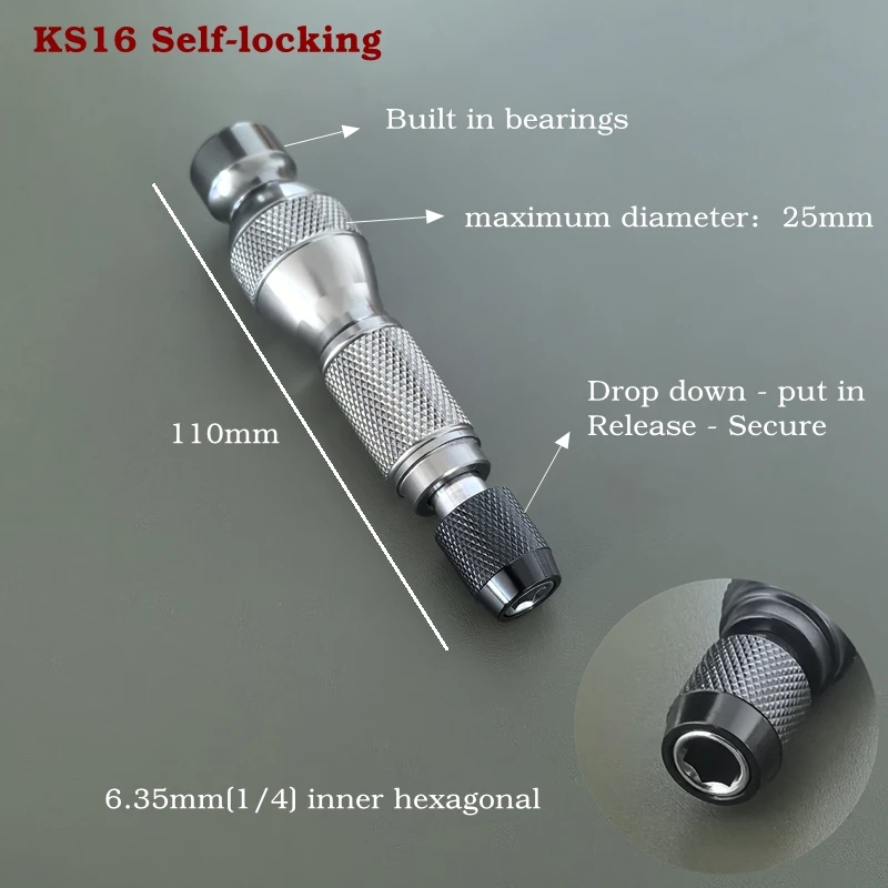 Quick Release 1/4 Inch Hex Shank Screwdriver Bit Holder Aluminum Alloy DIY Tool Manual Handle