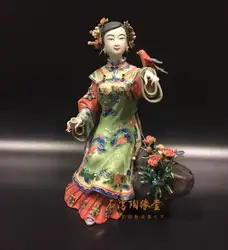 Porcelain ancient beauty Shiwan heart girl doll Chinese style living room porch club decoration girl Beauty figure Sculpture sta