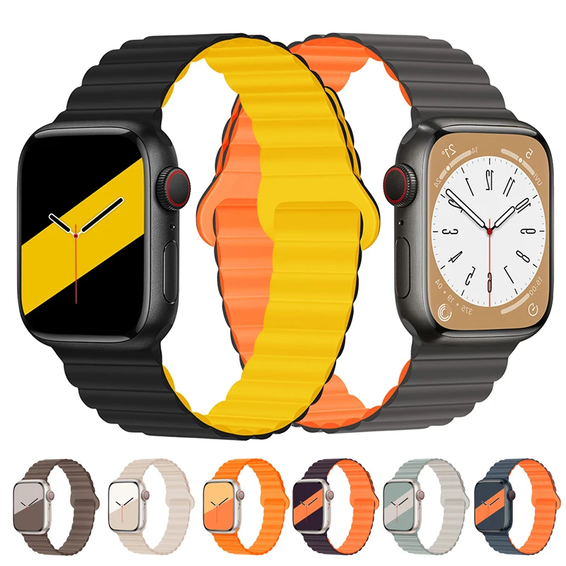 Silicone Loop Magnetic Strap For Apple Watch Band Ultra 49MM 44mm 40mm 41mm 45mm iWatch series 8 7 6 SE 5 4 3 correa 42MM 38MM