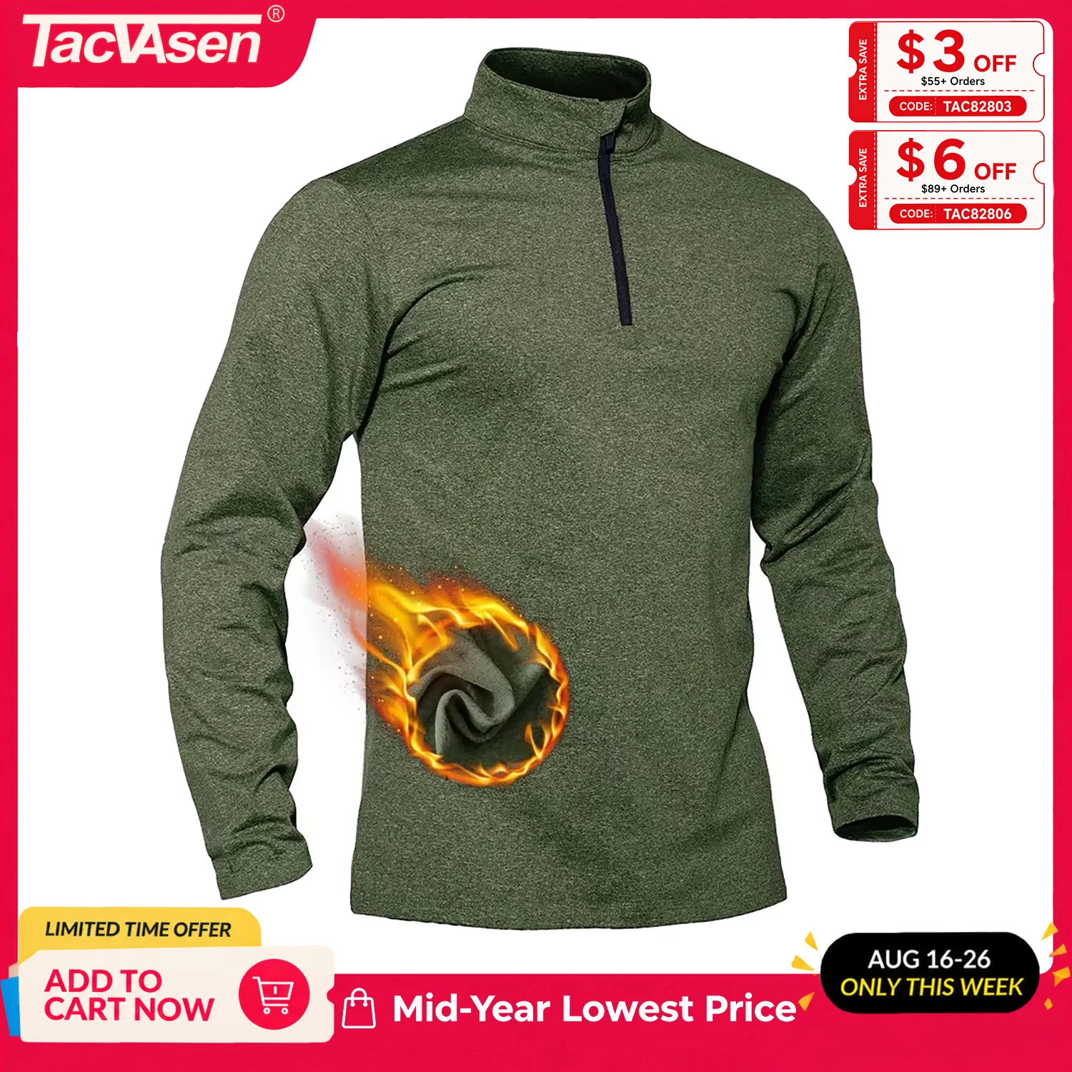 TACVASEN Men's 1/4 Zipper Thermal Sweater