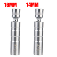 Auto Repair Tool Universal Joint Spark Plug Socket Thin Wall 12 Angle Flexible Socket Wrench With Magnetic 14mm 16mm