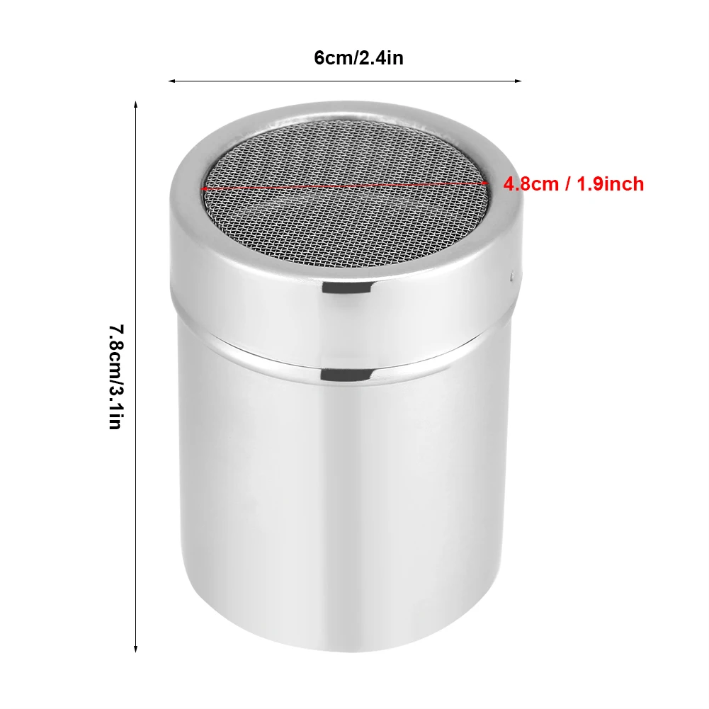 1pc Kitchen Stainless Steel Chocolate Shaker Cocoa Coffee Powder Mesh Dispenser Barbecue Ingredients Mesh Jar Seasoning Bottle