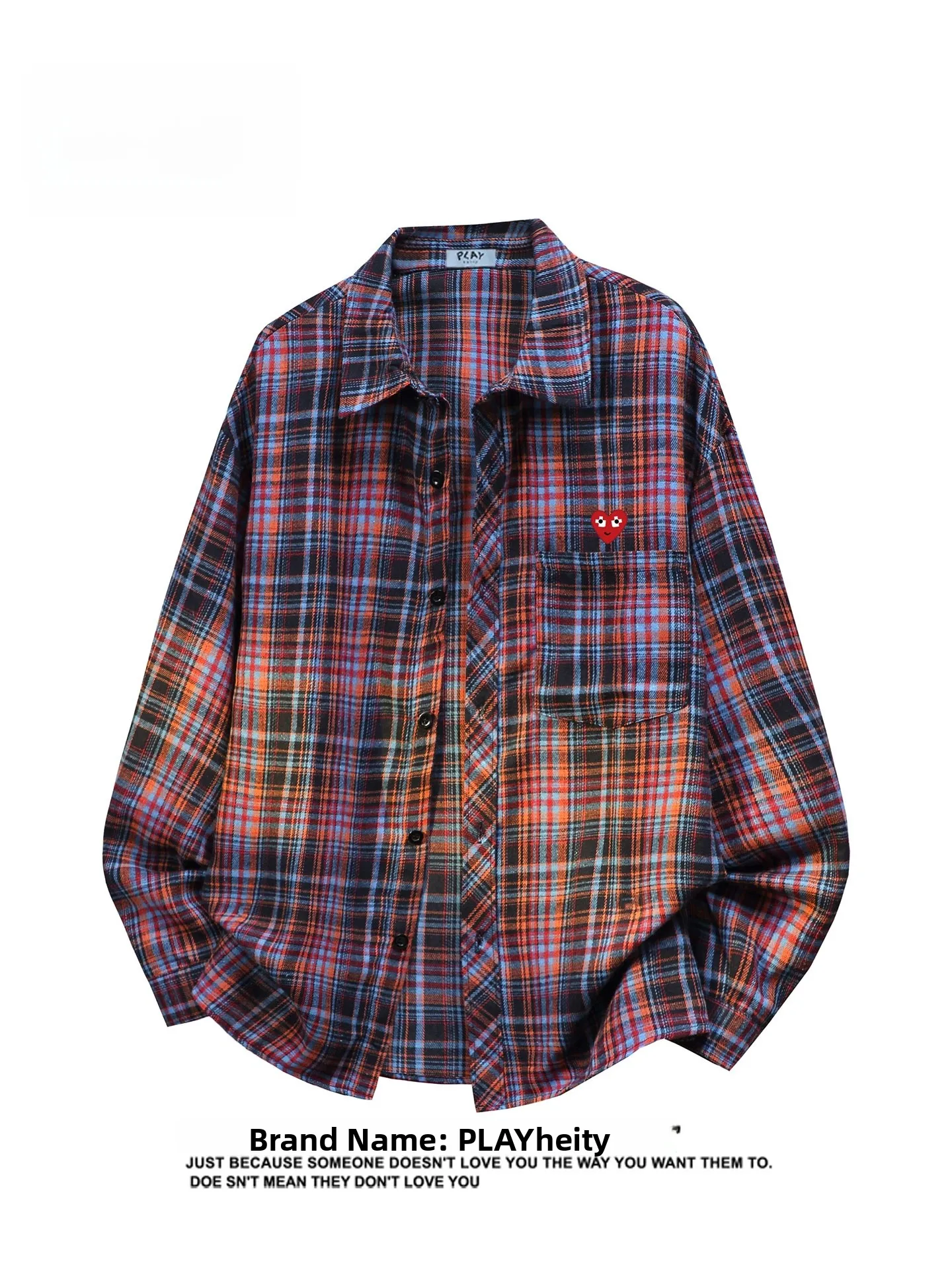 

Модная молодежная верхняя одежда Play Hei в стиле ретро, в клетку, с длинными рукавами, свободного кроя, больших размеров, из смесового полиэстера и хлопка