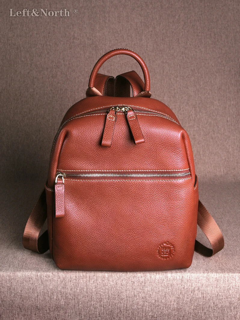 LEFT&NORTH Adult women's Aesthetic Backpacks purse Legitimate Genuine leather 100% Natural Cowhide Casual Fashion Original brand