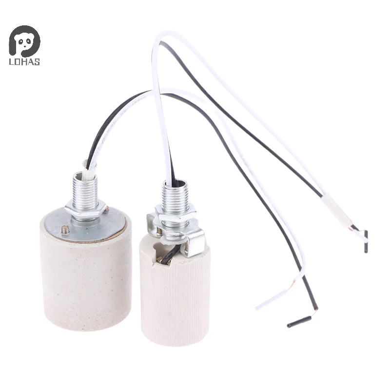 E14/E27 Ceramic Screw Lamp Holder LED Light Heat Resistant Adapter Home Use Round Socket For Bulb Base With Cable