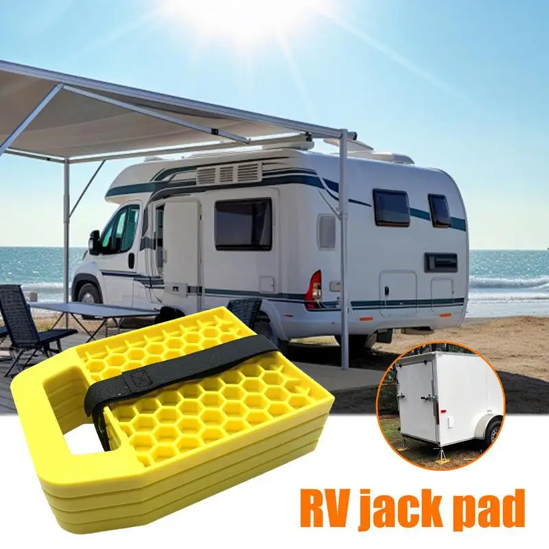 Stabilizer Jack Pads Large Stabilizer Jack Pads 4pcs Chock Blocks Trailer Leveling RV Stabilizer Large Jack Pads Helps Stop RV