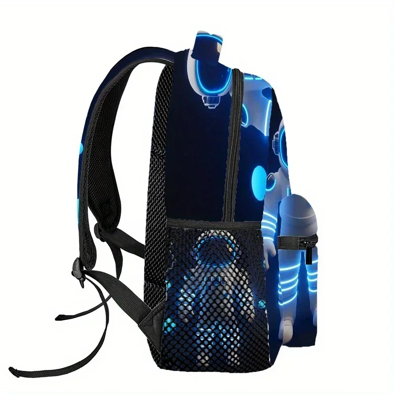 Custom Bag Futuristic Astronaut Backpack With Glowing Blue Accents - Lightweight, Adjustable Strap, Zipper Closure, Ideal For Tr