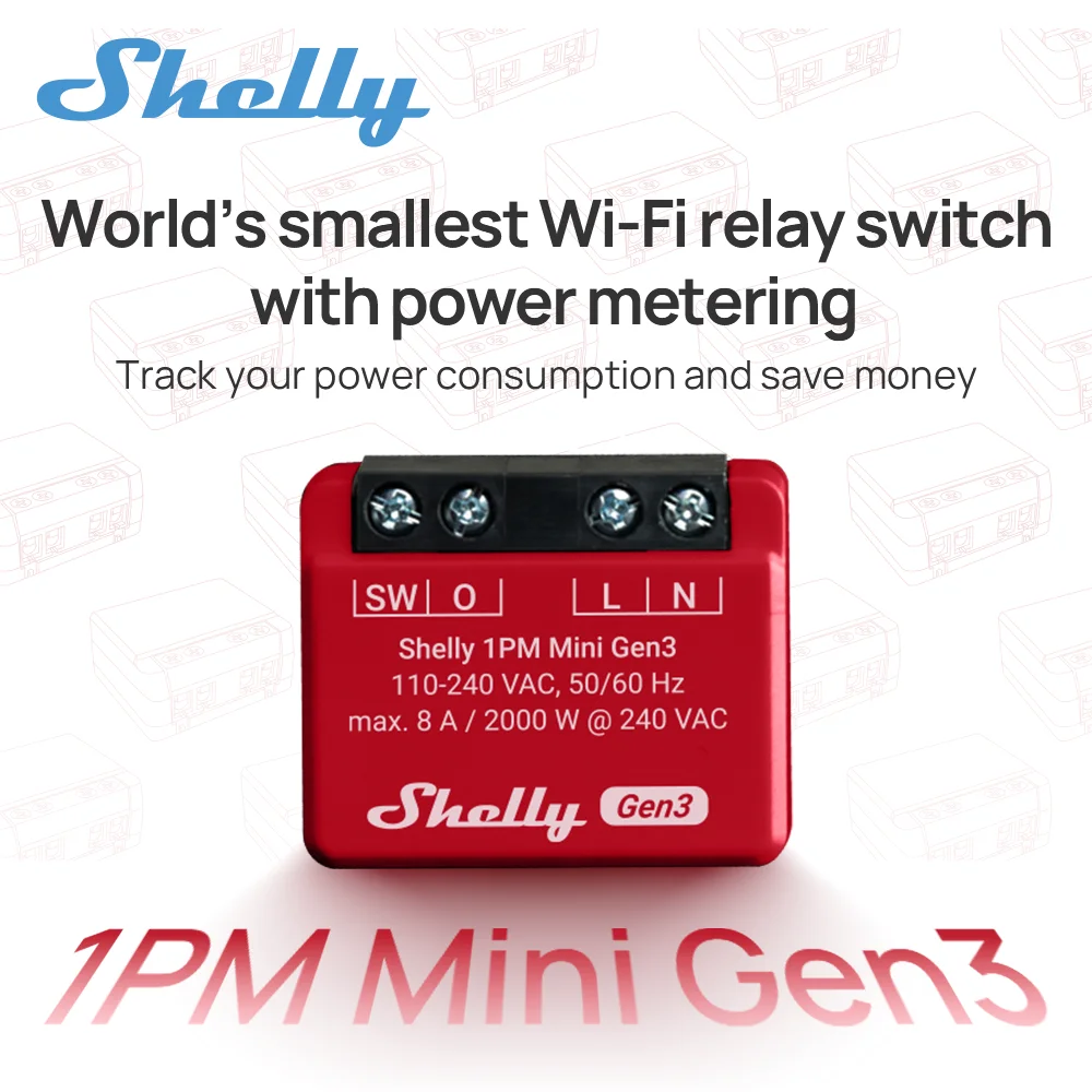 

Shelly 1PM Mini Gen3 Умный выключатель Wi-Fi