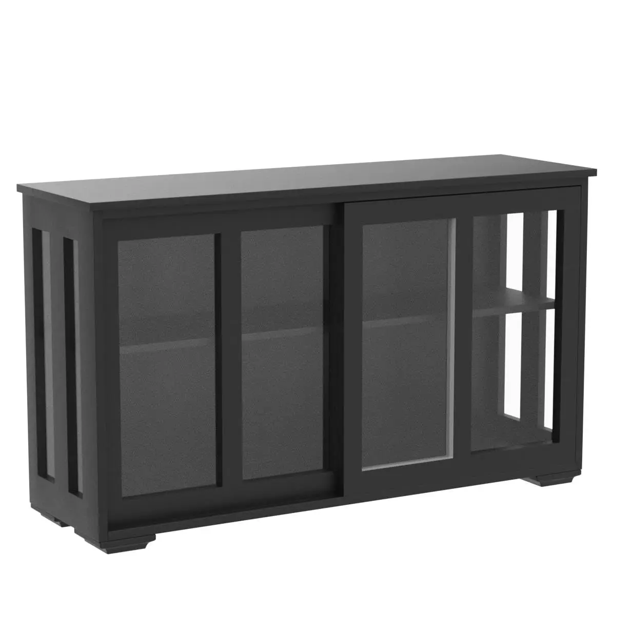 Sideboard Cabinet Sliding Glass Door Adjustable Shelf Stackable Kitchen Storage Antique Cupboard Furniture Black, Customized