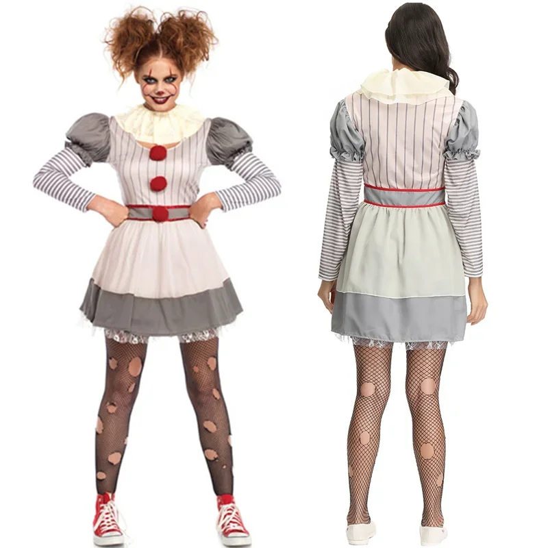 

Women's Killer Clown Costume Ladies Carnival Party Halloween Cosplay Circus Clown Costumes Stage Performance Clown Dress Up Sexy