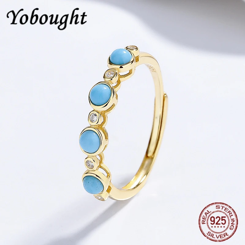 

New S925 Silver Original Design Turquoise Ring Women's Retro Simple Fashion Birthday Gift