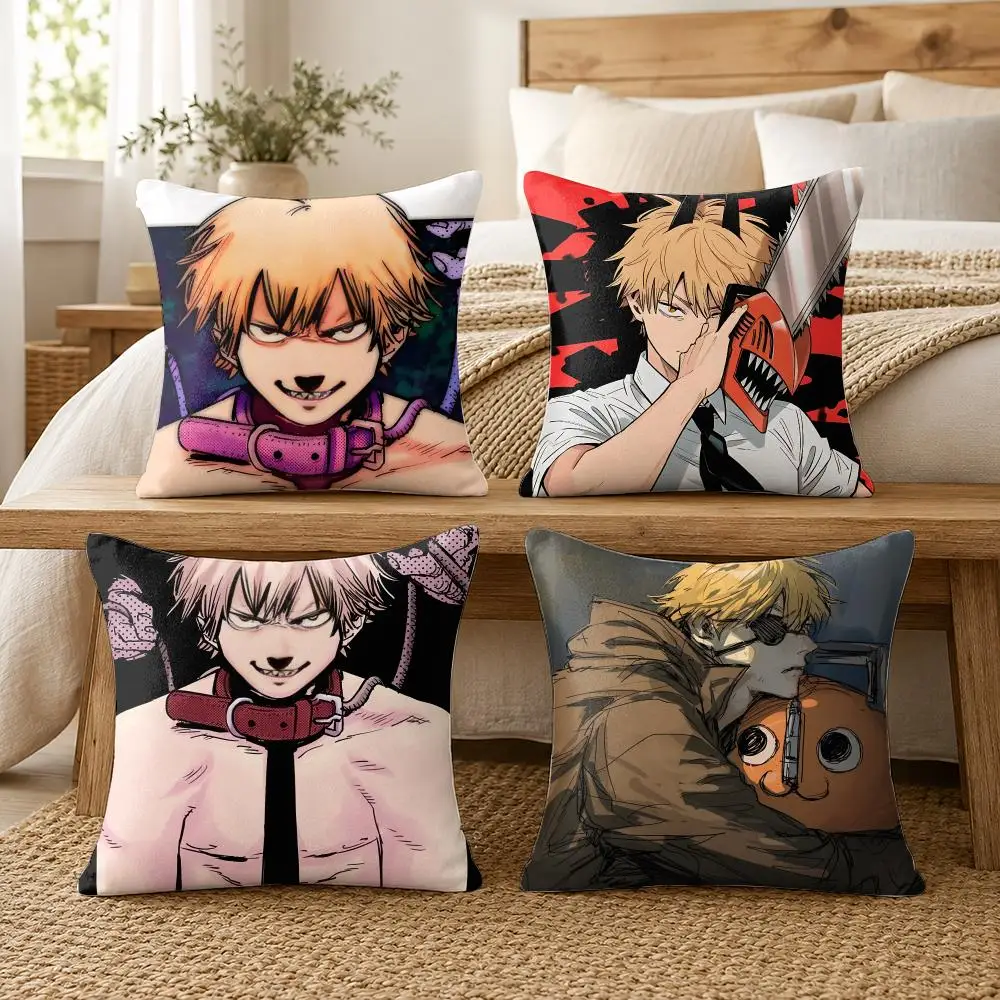 C-Chainsawman denji dog Cushion Cover Soft Short Plush Pillow Cover Smooth Cozy Texture Cushion Case Home Decor