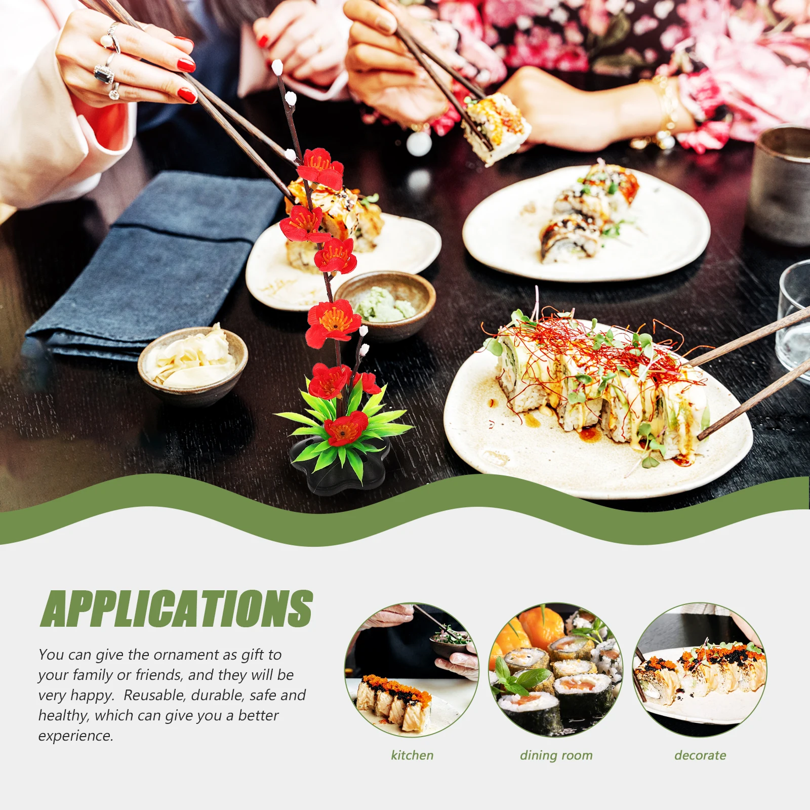 

2Pcs Plum Blossom Plating Decorations Sashimi Sushi Tray Reusable Safe Healthy Embellish Delicious Dishes Gift Family