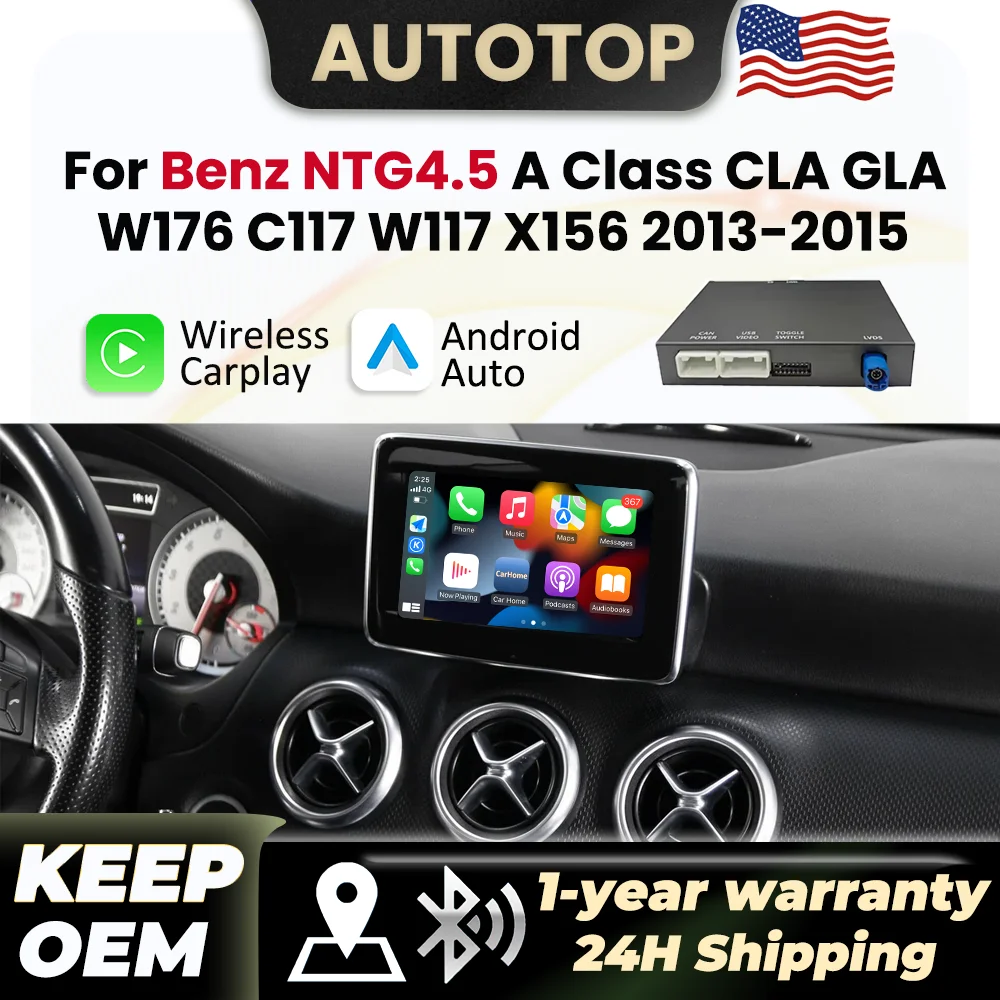Wireless Apple CarPlay Android Auto Module For Mercedes Benz A Class CLA GLA W176 C117 W117 X156 2013 2014 2015 NTG4.5 Mirror Link Bluetooth AUX Car Decoder