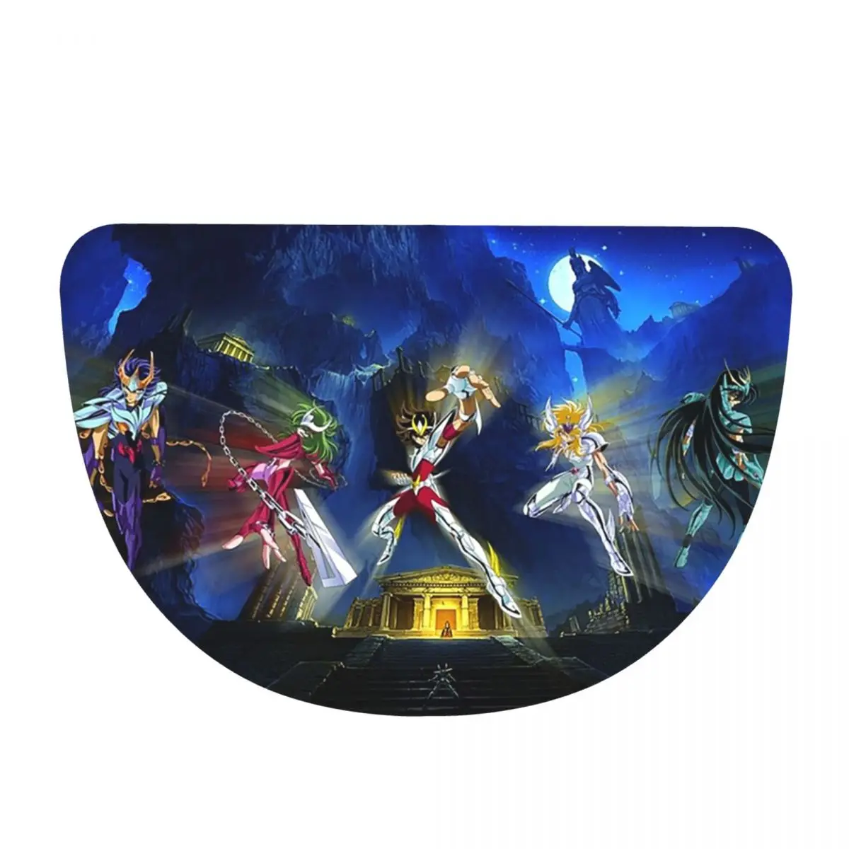 Saint Seiya Knights Of The Zodiac Soft Flannel Half Round Doormat Non Slip Bathroom Mat Absorbent Floor Carpet for Living Room