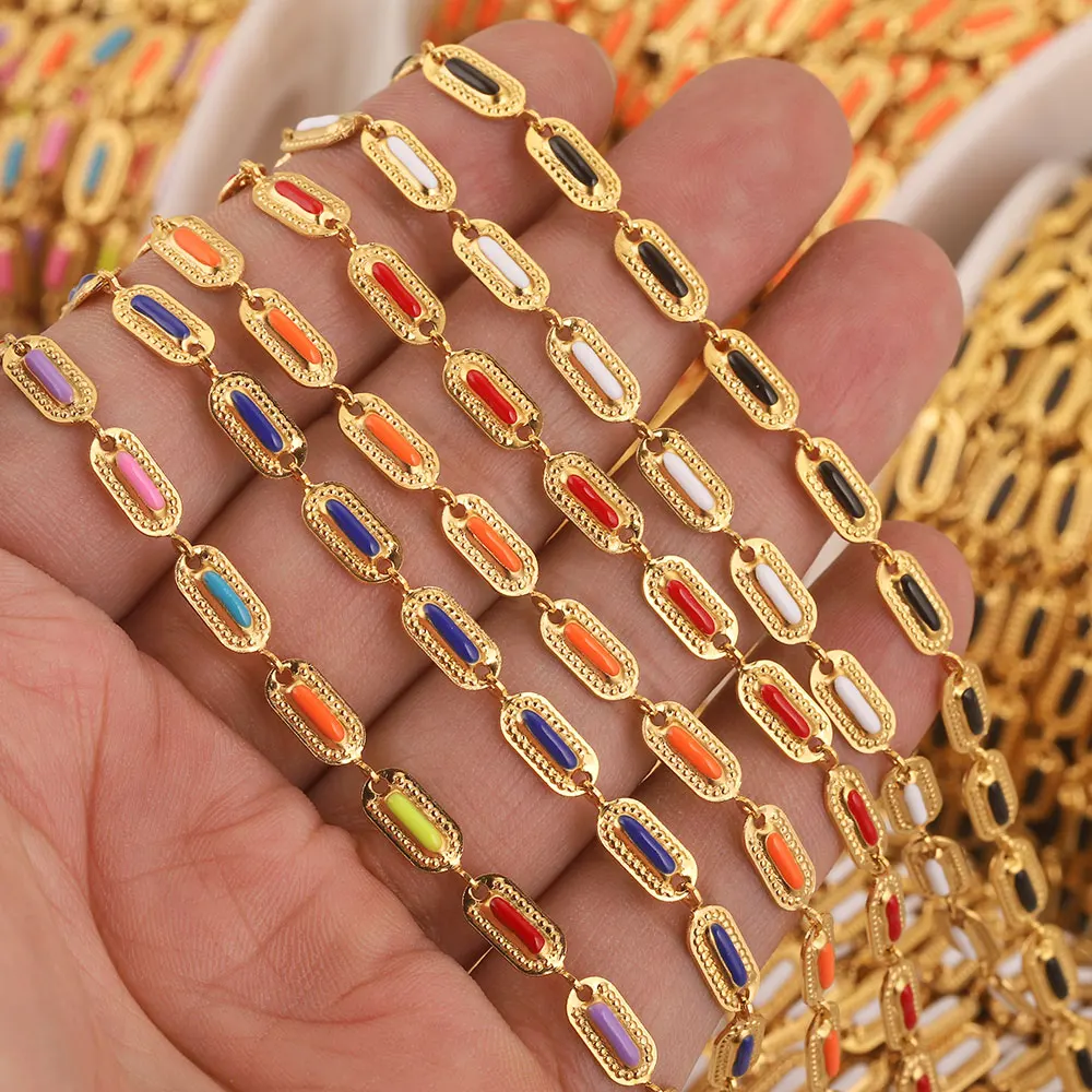 1meter Stainless Steel Oval Enamel Chains Jewelry Making Gold Chain for Diy Bracelet Making Findings Supplies Necklace Wholesale