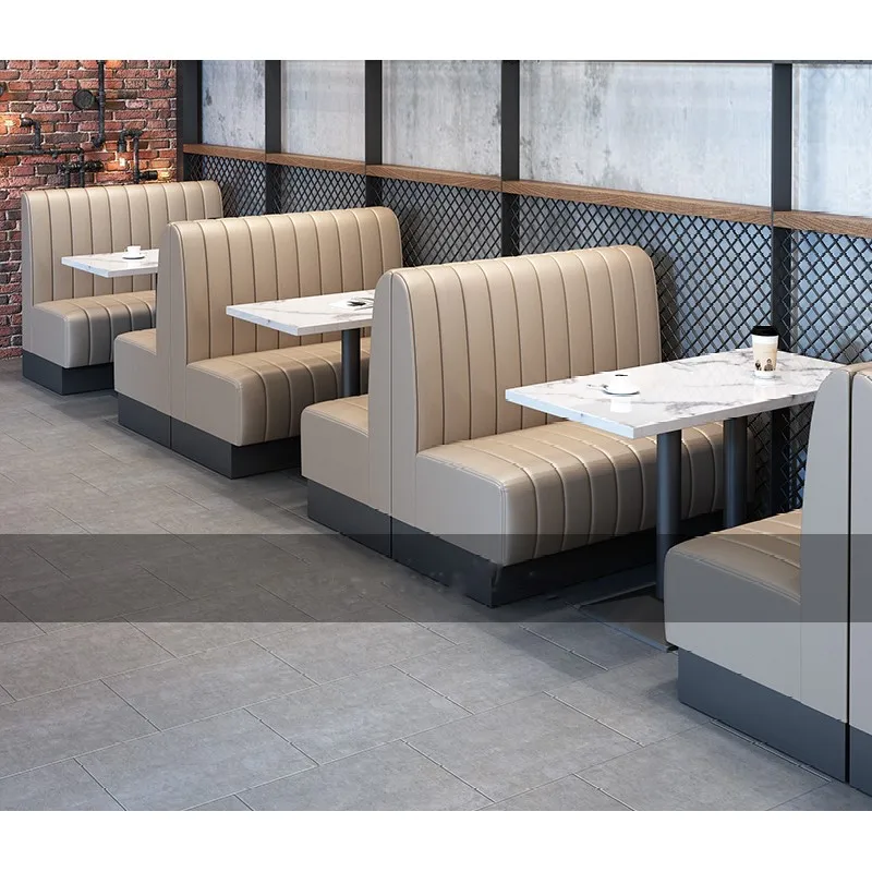 Modern Restaurant Tables And Chairs Booth Seating Sets Furniture Fast Food Bar Wood Booth Seat Sofa Chair