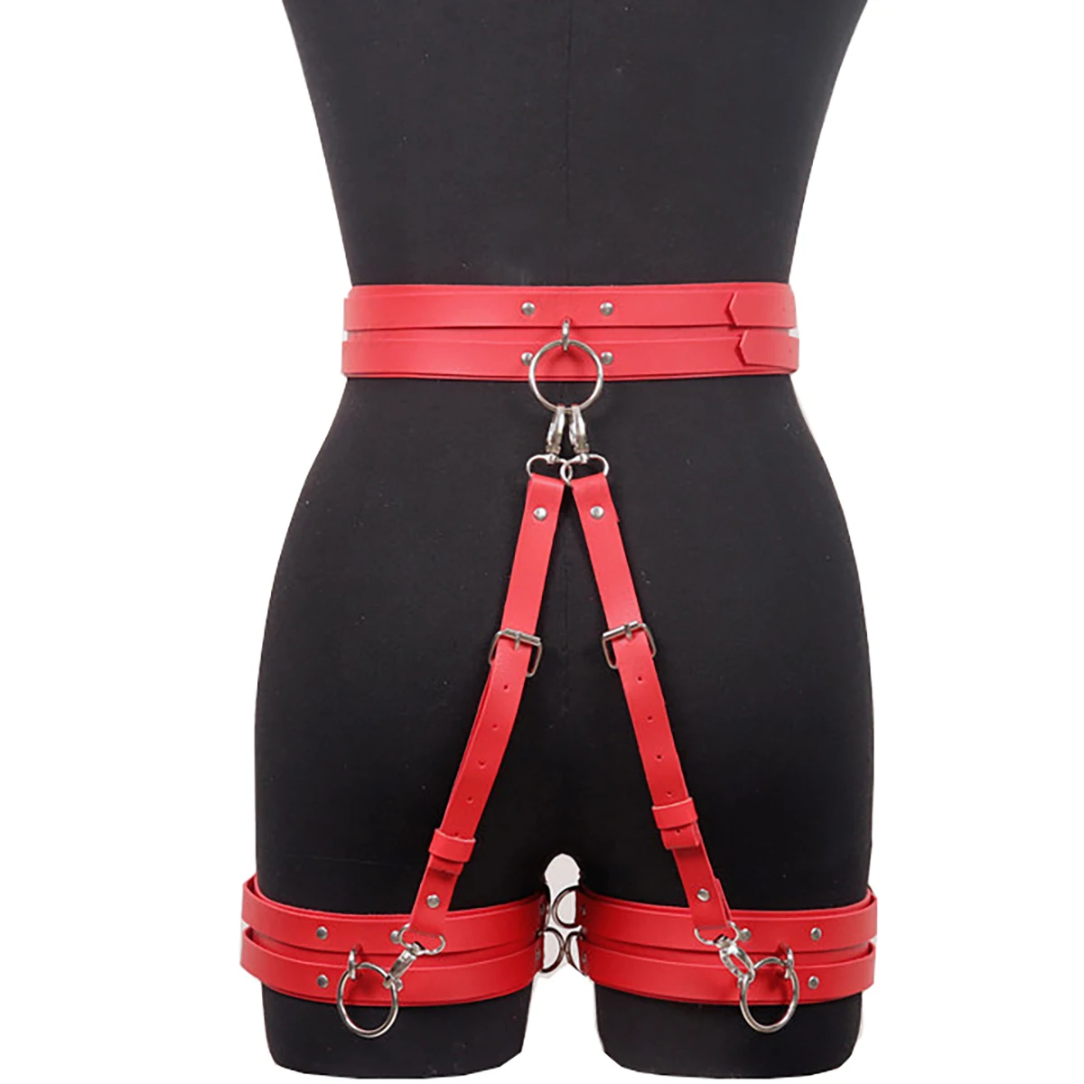 Sexy Red Leather Thigh Garter Belt Women Body Harness Bondage Erotic Gothic Fetish Clothing Garter Stockings Suspenders Sex Toy