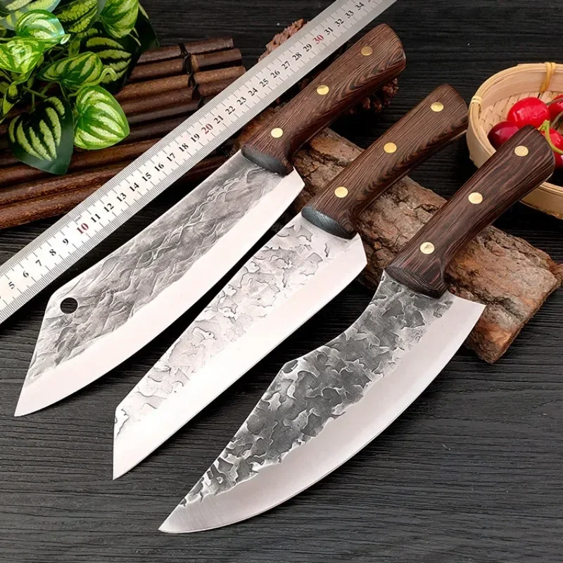 

Forged Boning Knife Stainless Steel Serbian Butcher Knife Cleaver Wood Handle Cutting Knife for Outdoor Hunting Fishing